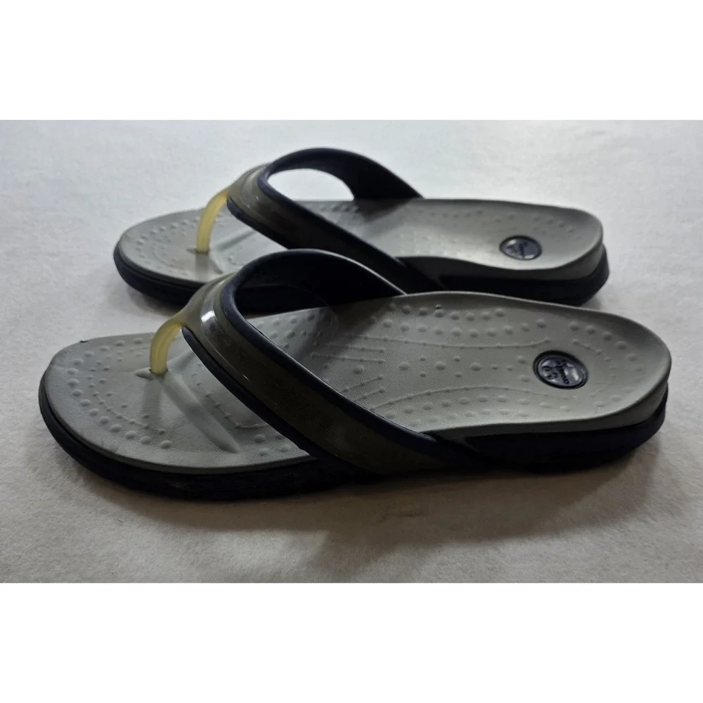 Crocs Croslite A9 Men's Blue & Gray Thong Flip-Flop Sandals. Size 12